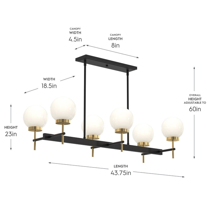 Myhouse Lighting Progress Lighting - P400471-319 - Six Light Linear Chandelier - Rigsby - Matte Black and Brushed Gold