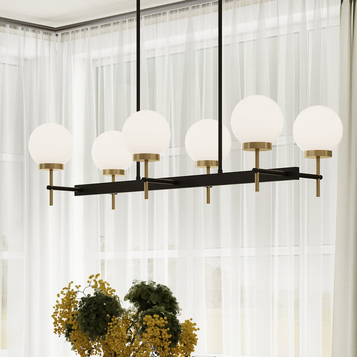 Myhouse Lighting Progress Lighting - P400471-319 - Six Light Linear Chandelier - Rigsby - Matte Black and Brushed Gold