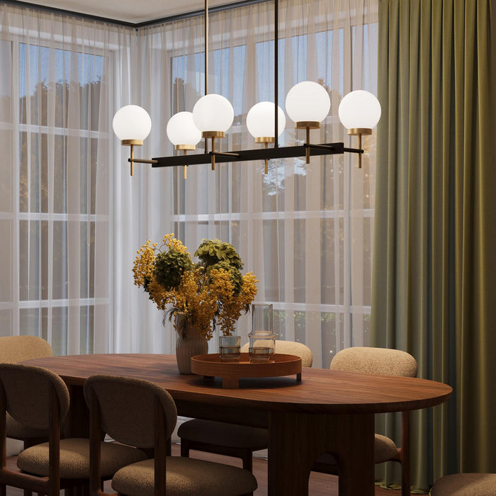 Myhouse Lighting Progress Lighting - P400471-319 - Six Light Linear Chandelier - Rigsby - Matte Black and Brushed Gold