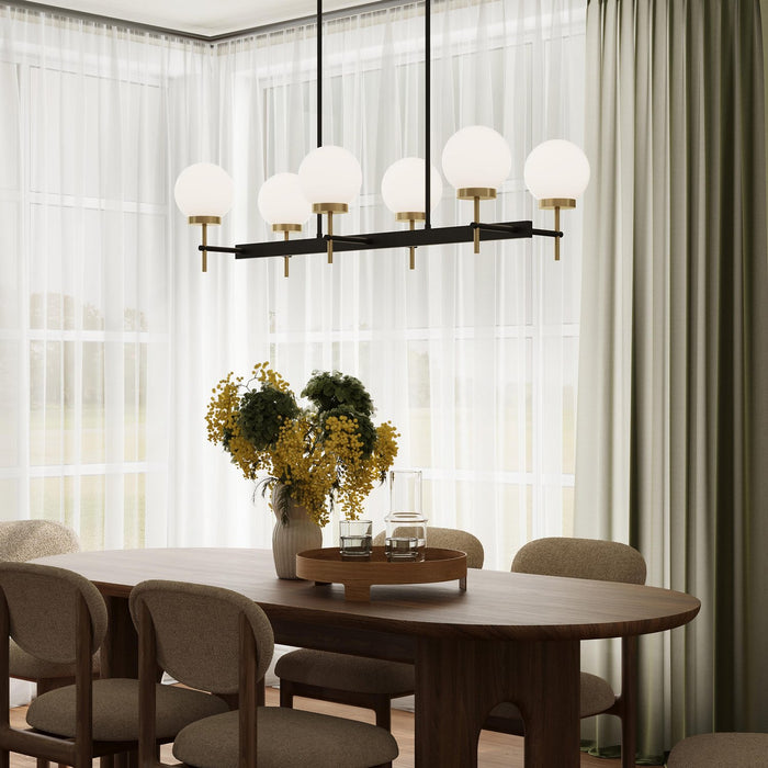 Myhouse Lighting Progress Lighting - P400471-319 - Six Light Linear Chandelier - Rigsby - Matte Black and Brushed Gold