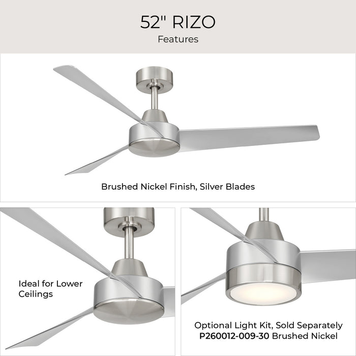 Myhouse Lighting Progress Lighting - P250129-009 - 52" Ceiling Fan - Rizo - Brushed Nickel