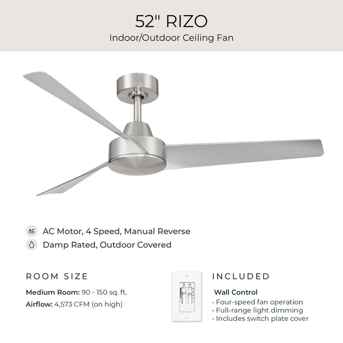 Myhouse Lighting Progress Lighting - P250129-009 - 52" Ceiling Fan - Rizo - Brushed Nickel