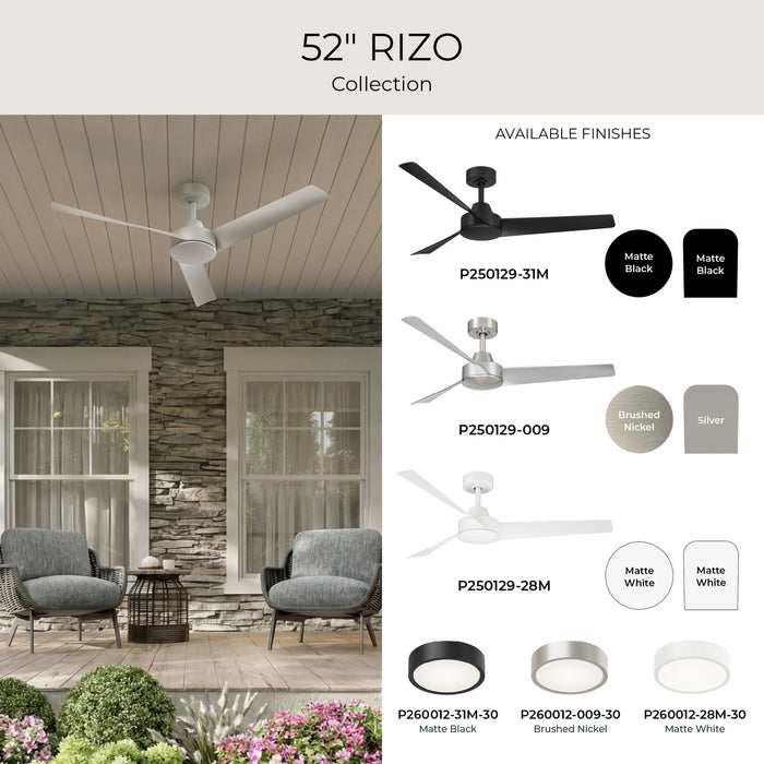 Myhouse Lighting Progress Lighting - P250129-009 - 52" Ceiling Fan - Rizo - Brushed Nickel