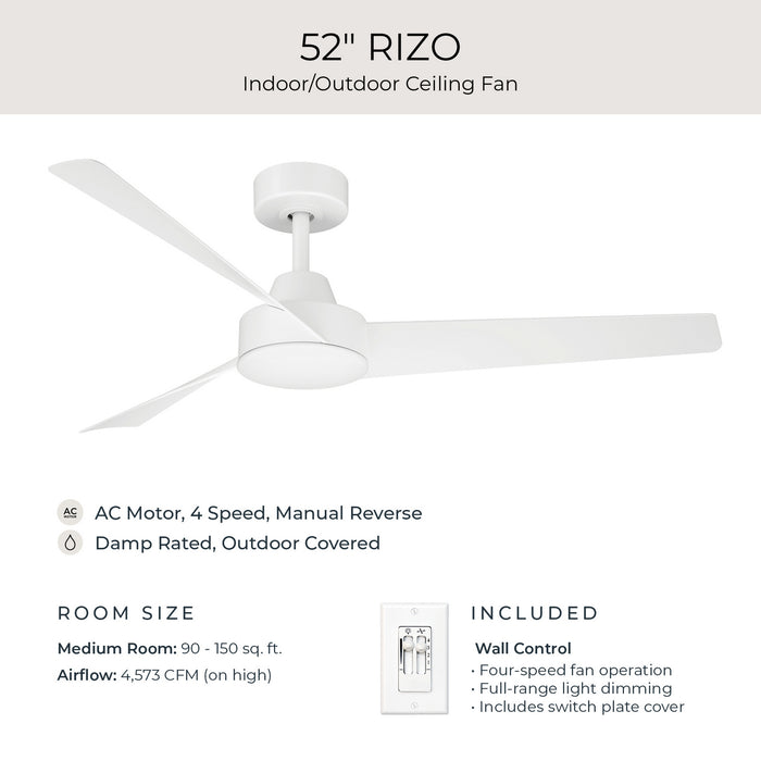 Myhouse Lighting Progress Lighting - P250129-28M - 52" Ceiling Fan - Rizo - Matte White
