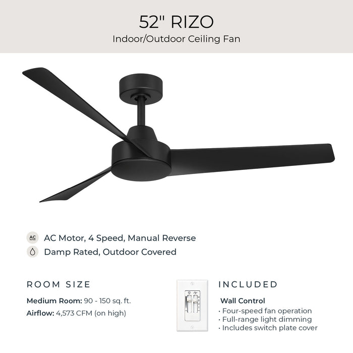 Myhouse Lighting Progress Lighting - P250129-31M - 52" Ceiling Fan - Rizo - Matte Black