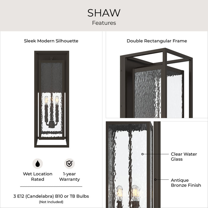 Myhouse Lighting Progress Lighting - P560412-020 - Three Light Outdoor Wall Mount - Shaw - Antique Bronze