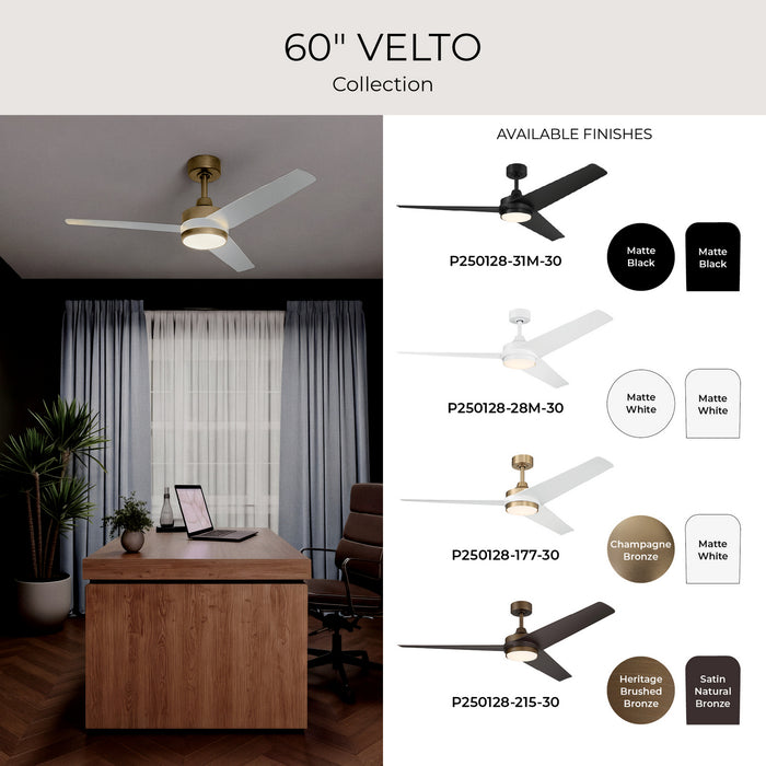 Myhouse Lighting Progress Lighting - P250128-215-30 - 60" Ceiling Fan - Velto - Heritage Brushed Bronze