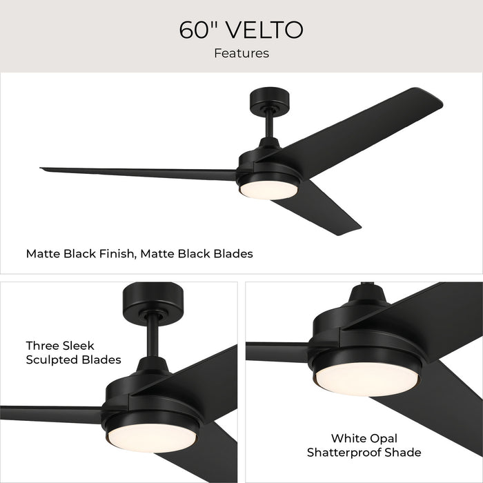 Myhouse Lighting Progress Lighting - P250128-31M-30 - 60" Ceiling Fan - Velto - Matte Black