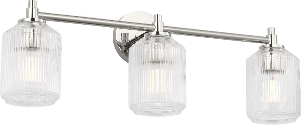 Myhouse Lighting Visual Comfort Studio - CV1093PN - Three Light Bath - Barstow - Polished Nickel/Polished Nickel