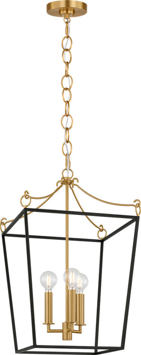 Myhouse Lighting Visual Comfort Studio - KSC1183MBK - Three Light Lantern - Carlyle - Midnight Black/Burnished Brass