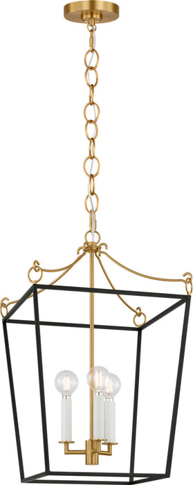 Myhouse Lighting Visual Comfort Studio - KSC1183MBK - Three Light Lantern - Carlyle - Midnight Black/Burnished Brass