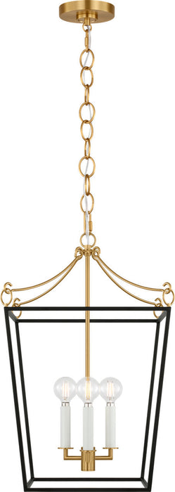 Myhouse Lighting Visual Comfort Studio - KSC1183MBK - Three Light Lantern - Carlyle - Midnight Black/Burnished Brass