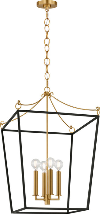 Myhouse Lighting Visual Comfort Studio - KSC1174MBK - Four Light Lantern - Carlyle - Midnight Black/Burnished Brass