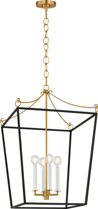 Myhouse Lighting Visual Comfort Studio - KSC1174MBK - Four Light Lantern - Carlyle - Midnight Black/Burnished Brass