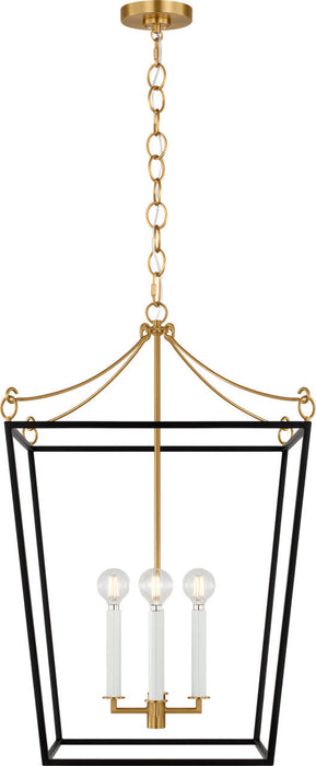 Myhouse Lighting Visual Comfort Studio - KSC1174MBK - Four Light Lantern - Carlyle - Midnight Black/Burnished Brass
