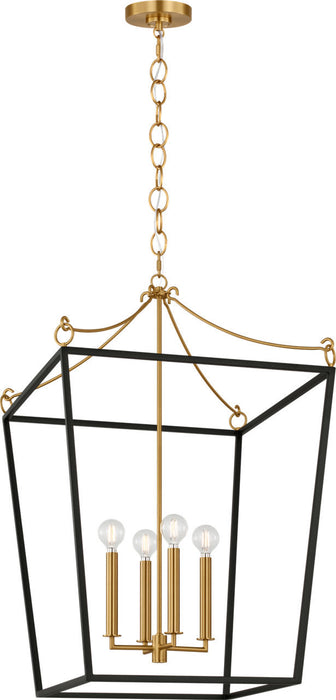 Myhouse Lighting Visual Comfort Studio - KSC1194MBK - Four Light Lantern - Carlyle - Midnight Black/Burnished Brass