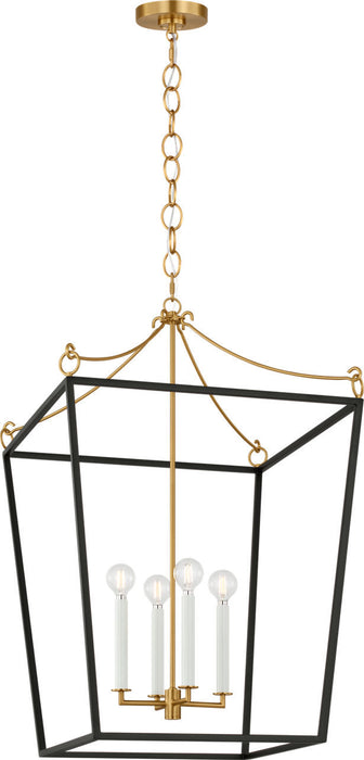 Myhouse Lighting Visual Comfort Studio - KSC1194MBK - Four Light Lantern - Carlyle - Midnight Black/Burnished Brass