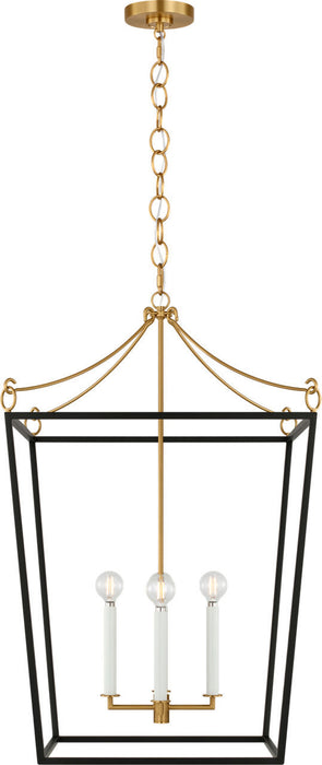 Myhouse Lighting Visual Comfort Studio - KSC1194MBK - Four Light Lantern - Carlyle - Midnight Black/Burnished Brass
