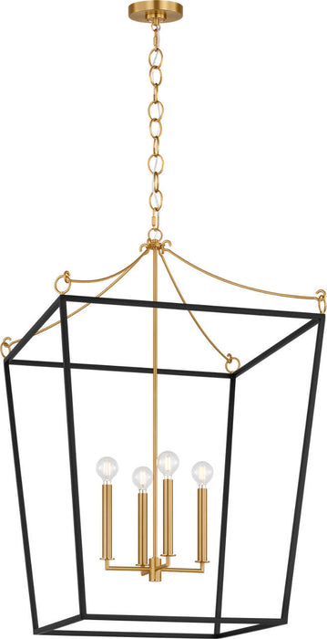 Myhouse Lighting Visual Comfort Studio - KSC1204MBK - Four Light Lantern - Carlyle - Midnight Black/Burnished Brass