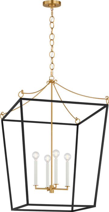 Myhouse Lighting Visual Comfort Studio - KSC1204MBK - Four Light Lantern - Carlyle - Midnight Black/Burnished Brass