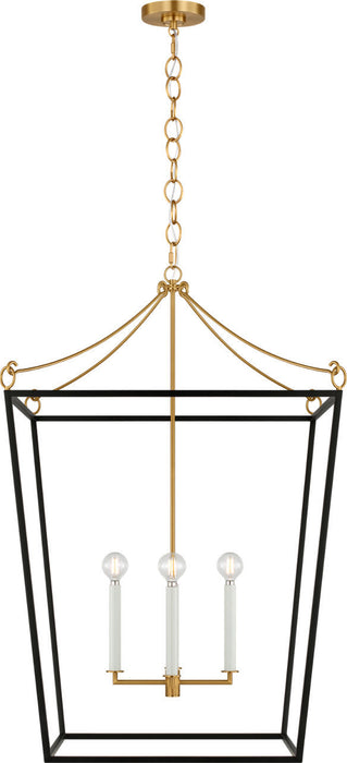 Myhouse Lighting Visual Comfort Studio - KSC1204MBK - Four Light Lantern - Carlyle - Midnight Black/Burnished Brass
