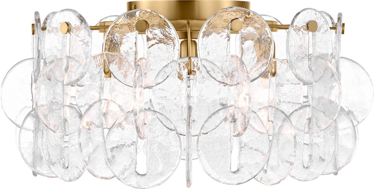 Myhouse Lighting Visual Comfort Studio - KSF1113BBS - Three Light Flush Mount - Candace - Burnished Brass/Burnished Brass