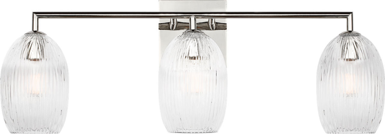 Myhouse Lighting Visual Comfort Studio - HV1003PN - Three Light Bath - Serafina - Polished Nickel/Polished Nickel
