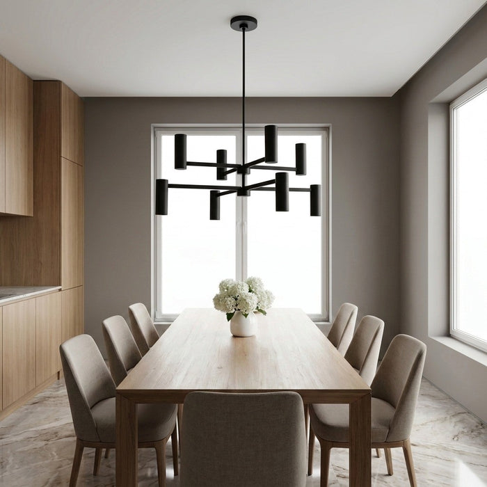 Myhouse Lighting Generation Lighting - GLC2068MBKE - Eight Light Chandelier - Zentro - Midnight Black