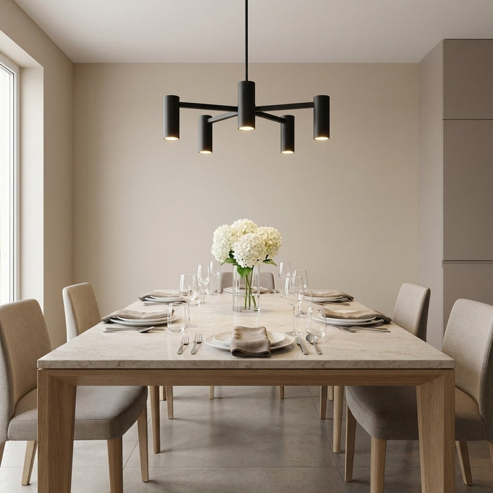 Myhouse Lighting Generation Lighting - GLC2055MBK - Five Light Chandelier - Zentro - Midnight Black