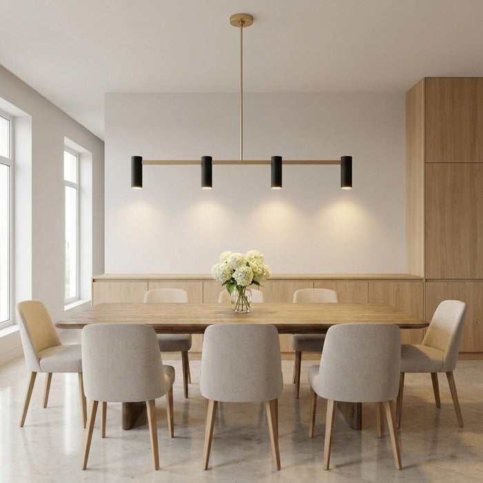 Myhouse Lighting Generation Lighting - GLC2074SB - Four Light Linear Chandelier - Zentro - Satin Brass