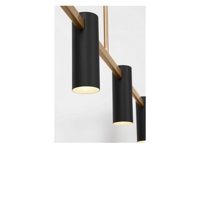 Myhouse Lighting Generation Lighting - GLC2074SBE - Four Light Linear Chandelier - Zentro - Satin Brass