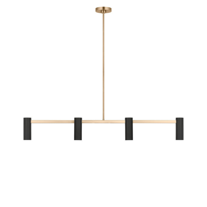 Myhouse Lighting Generation Lighting - GLC2074SBE - Four Light Linear Chandelier - Zentro - Satin Brass