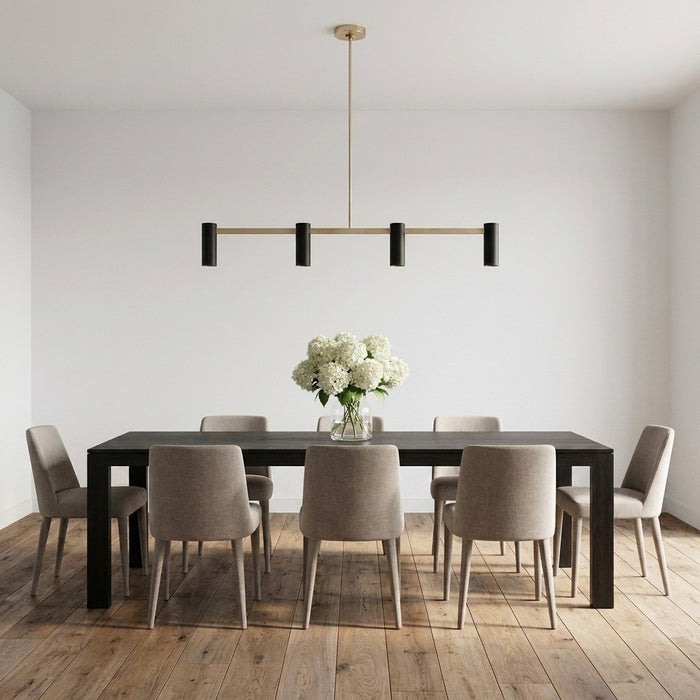 Myhouse Lighting Generation Lighting - GLC2074SBE - Four Light Linear Chandelier - Zentro - Satin Brass