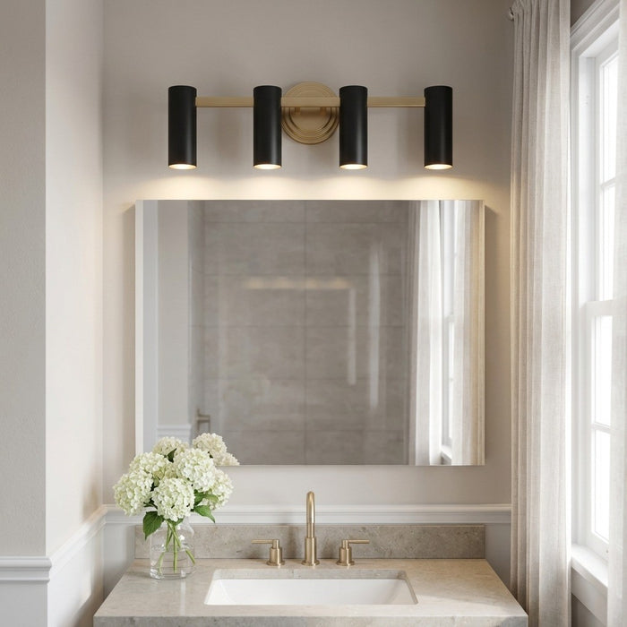 Myhouse Lighting Generation Lighting - GLV2084SBE - Four Light Vanity - Zentro - Satin Brass