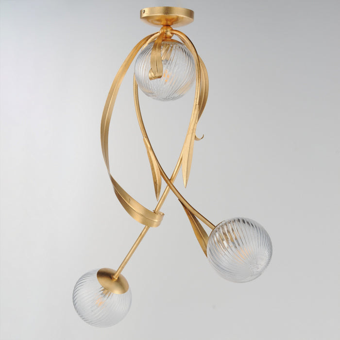 Myhouse Lighting Maxim - 28714CRGL - Three Light Flush Mount - Firenze - Gold Leaf