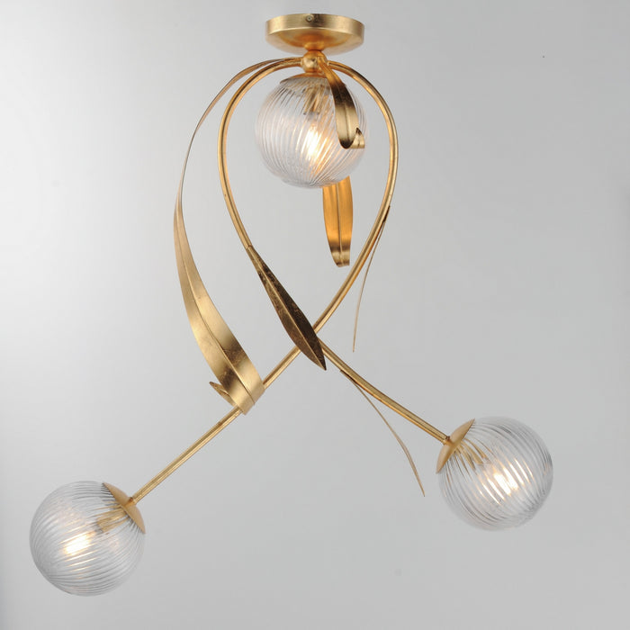 Myhouse Lighting Maxim - 28714CRGL - Three Light Flush Mount - Firenze - Gold Leaf