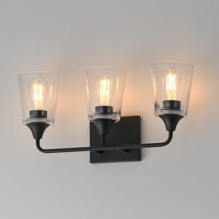 Myhouse Lighting Maxim - 12883CLBK - Three Light Bath Vanity - Hudson - Black