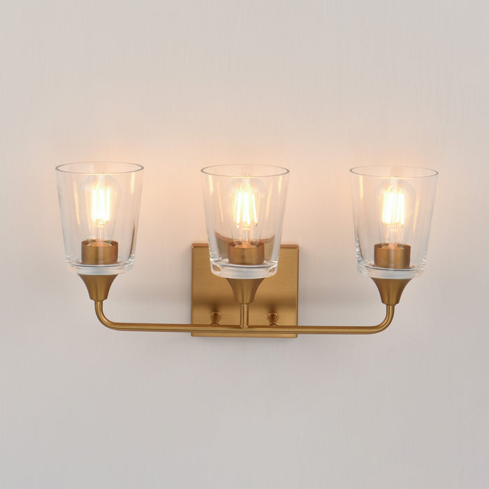 Myhouse Lighting Maxim - 12883CLNAB - Three Light Bath Vanity - Hudson - Natural Aged Brass