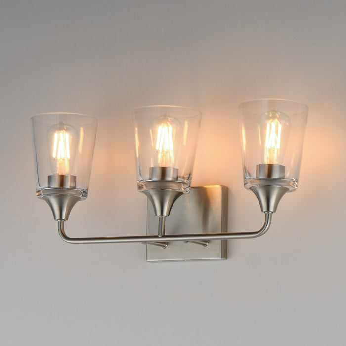 Myhouse Lighting Maxim - 12883CLSN - Three Light Bath Vanity - Hudson - Satin Nickel