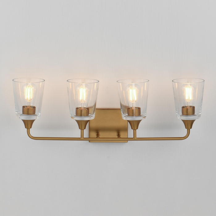 Myhouse Lighting Maxim - 12884CLNAB - Four Light Bath Vanity - Hudson - Natural Aged Brass