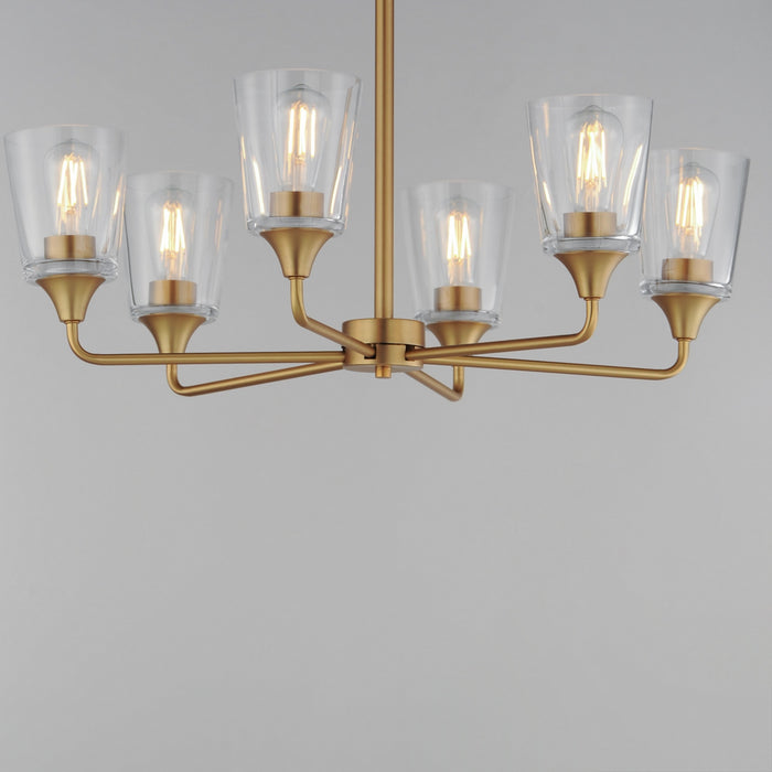 Myhouse Lighting Maxim - 12876CLNAB - Six Light Chandelier - Hudson - Natural Aged Brass
