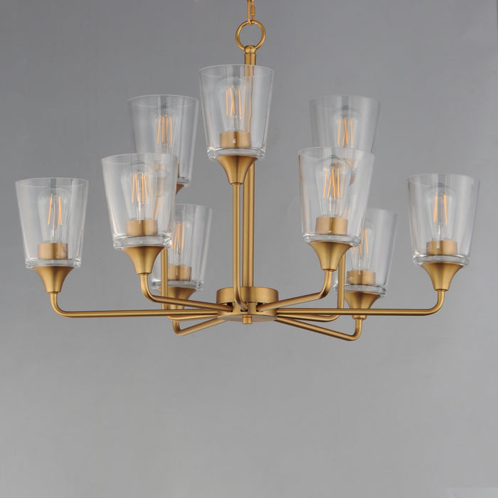 Myhouse Lighting Maxim - 12879CLNAB - Nine Light Chandelier - Hudson - Natural Aged Brass