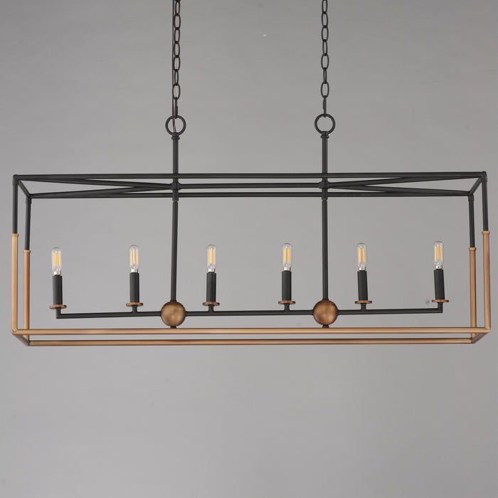 Myhouse Lighting Maxim - 28626BKWBR - Six Light Linear Pendant - SoHo - Black/Weathered Brass