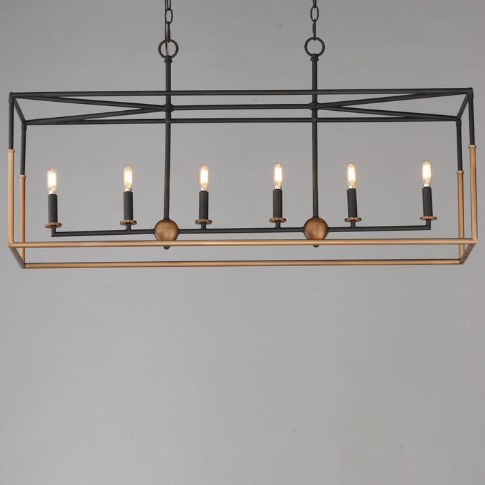 Myhouse Lighting Maxim - 28626BKWBR - Six Light Linear Pendant - SoHo - Black/Weathered Brass