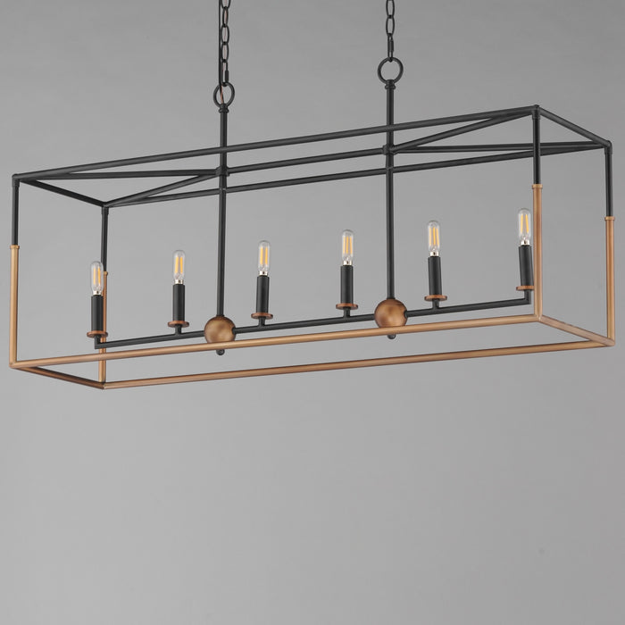 Myhouse Lighting Maxim - 28626BKWBR - Six Light Linear Pendant - SoHo - Black/Weathered Brass
