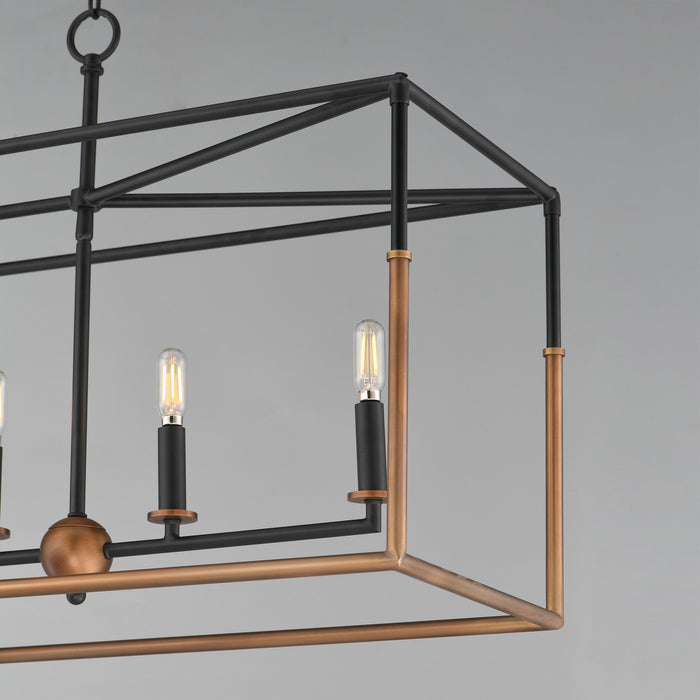 Myhouse Lighting Maxim - 28626BKWBR - Six Light Linear Pendant - SoHo - Black/Weathered Brass