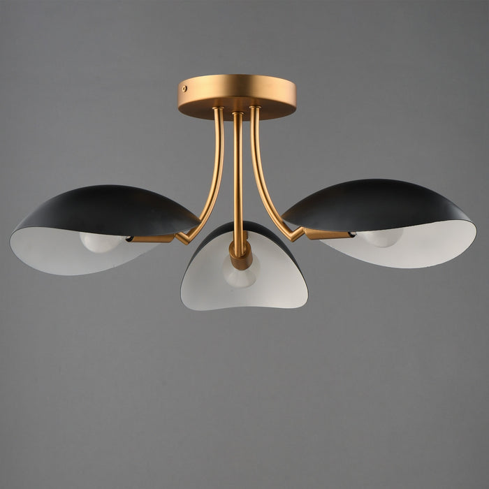 Myhouse Lighting Maxim - 10823BKNAB - Three Light Semi Flush Mount - Maris - Black / Natural Aged Brass