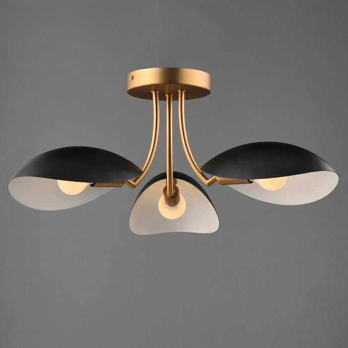 Myhouse Lighting Maxim - 10823BKNAB - Three Light Semi Flush Mount - Maris - Black / Natural Aged Brass