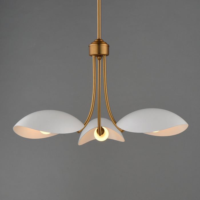 Myhouse Lighting Maxim - 10824WTNAB - Three Light Pendant - Maris - White/Natural Aged Brass