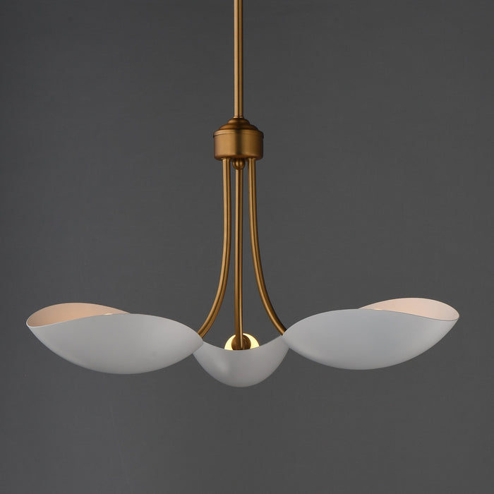 Myhouse Lighting Maxim - 10824WTNAB - Three Light Pendant - Maris - White/Natural Aged Brass